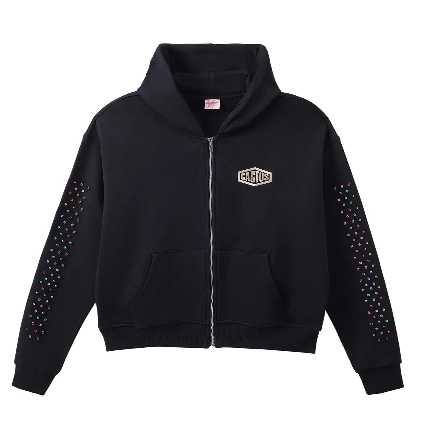 AZVA Crystal Cactus Zip Up Black