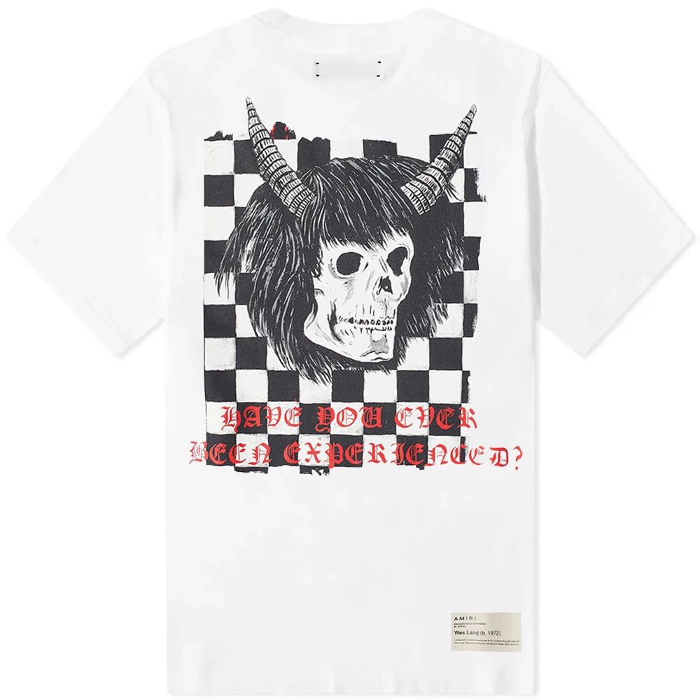 Amiri Tee Wes Lang Checker Skull White