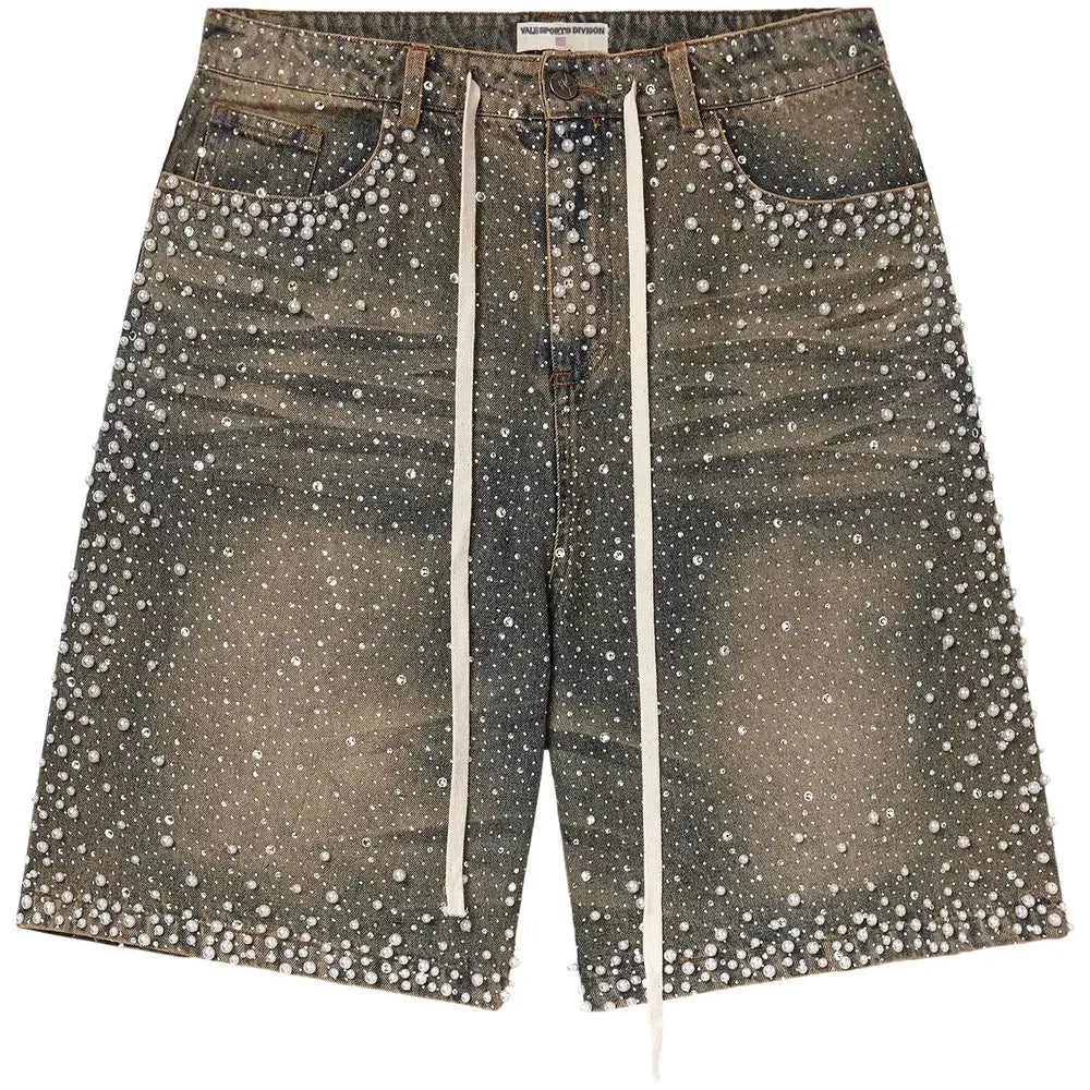 Vale Rhinestone Jorts Washed Blue