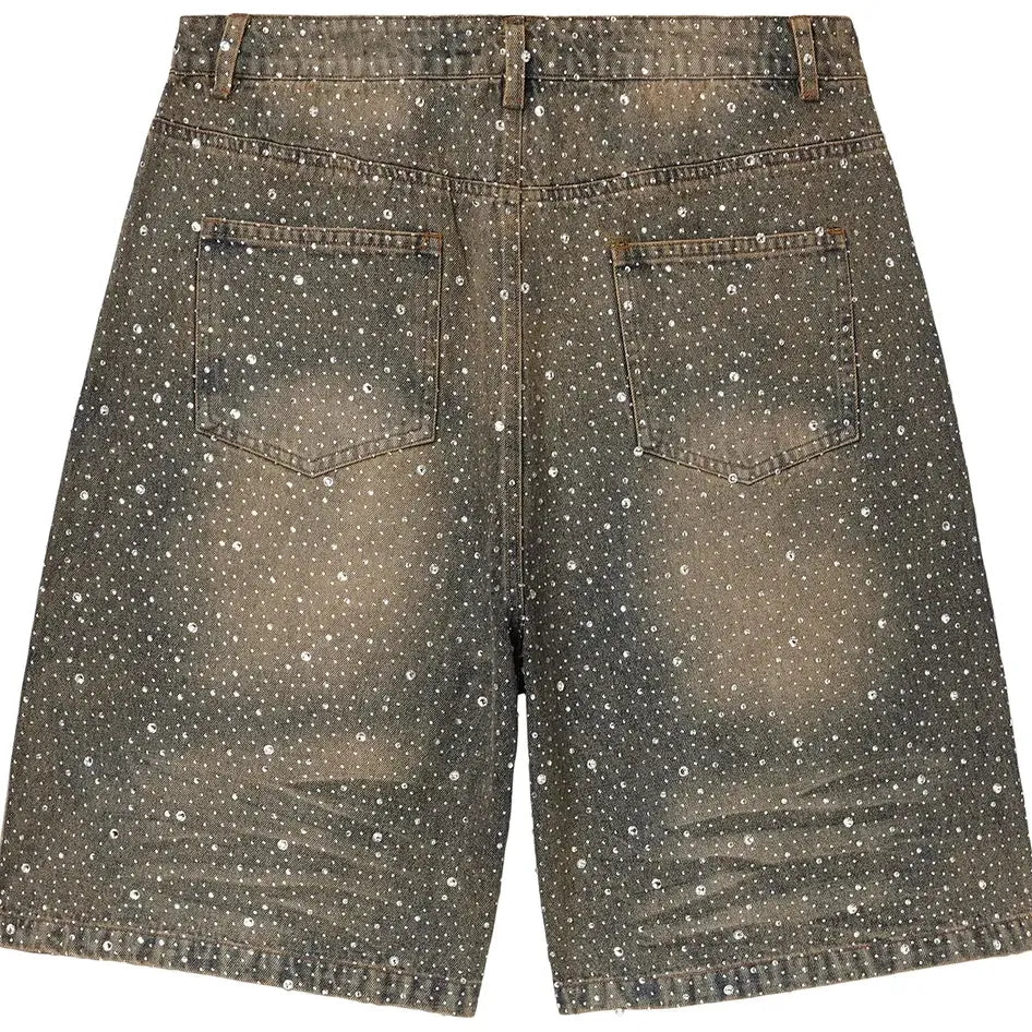 Vale Rhinestone Jorts Washed Blue