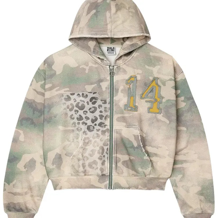 Vale Zip Up Hoodie Cheetah Camo SALE