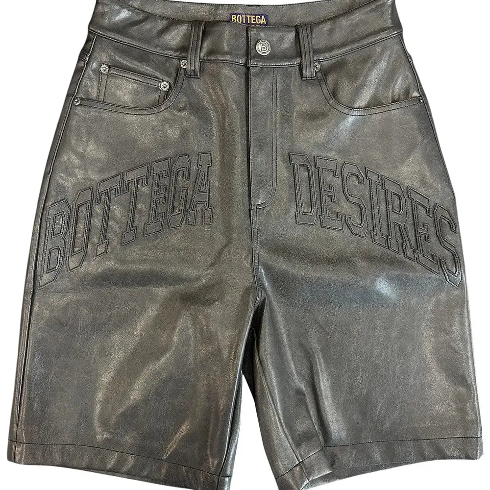 Bottega Desires Leather Shorts Grey