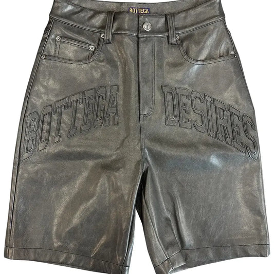 Bottega Desires Leather Shorts Grey