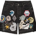 God Speed Patchwork Denim Shorts V2 Black