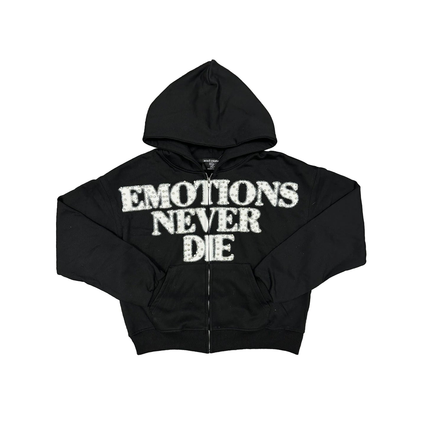 Mixed Emotions Never Die Zip Up Hoodie Black