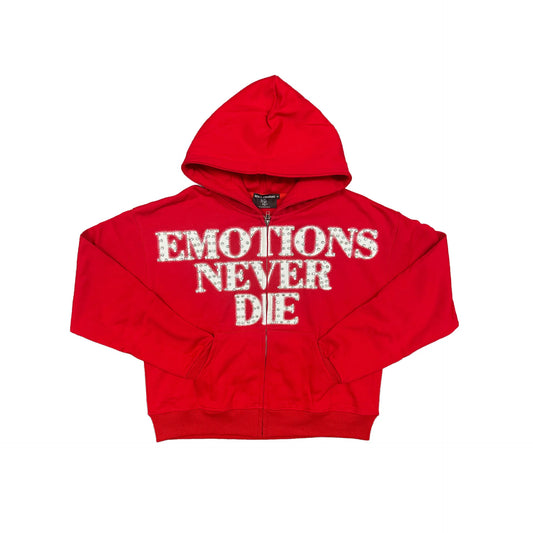 Mixed Emotions Never Die Zip Up Hoodie Red