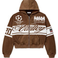 Vale Zip Up Hoodie USA Derby Brown