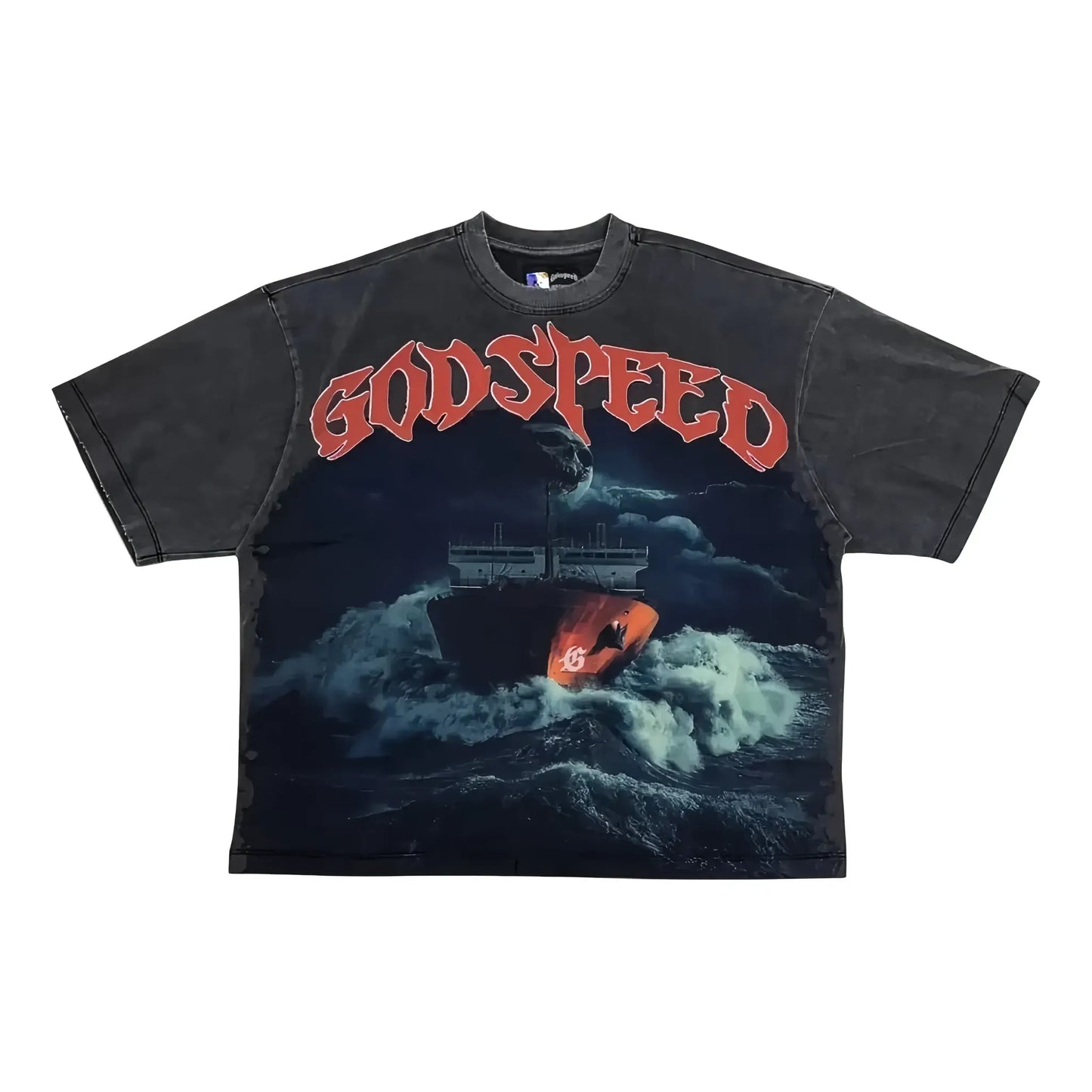 God Speed Tee Sea Sick Washed Black