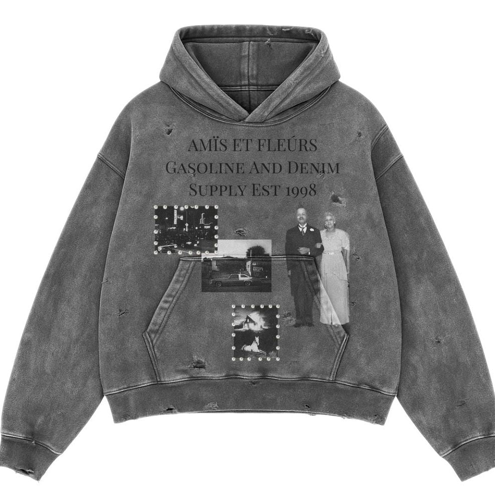 Amis Et Fleurs Denim Supply Hoodie Dark Grey