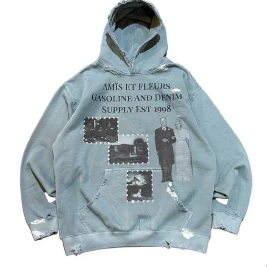 Amis Et Fleurs Hoodie Blue