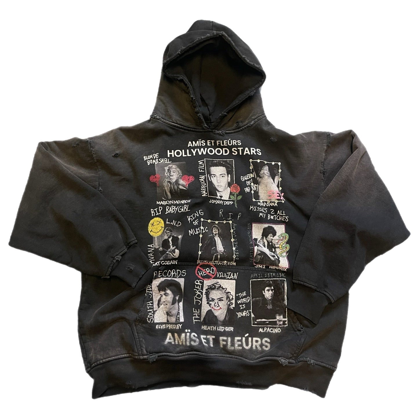 Amis Et Fleurs Hollywood Stars Hoodie Black