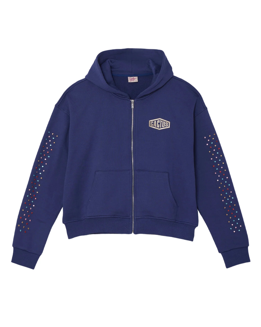 AZVA Crystal Cactus Zip Up Navy