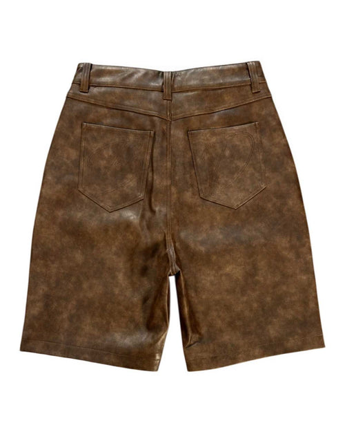 Bottega Desires Leather Shorts Brown