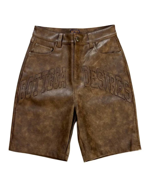 Bottega Desires Leather Shorts Brown