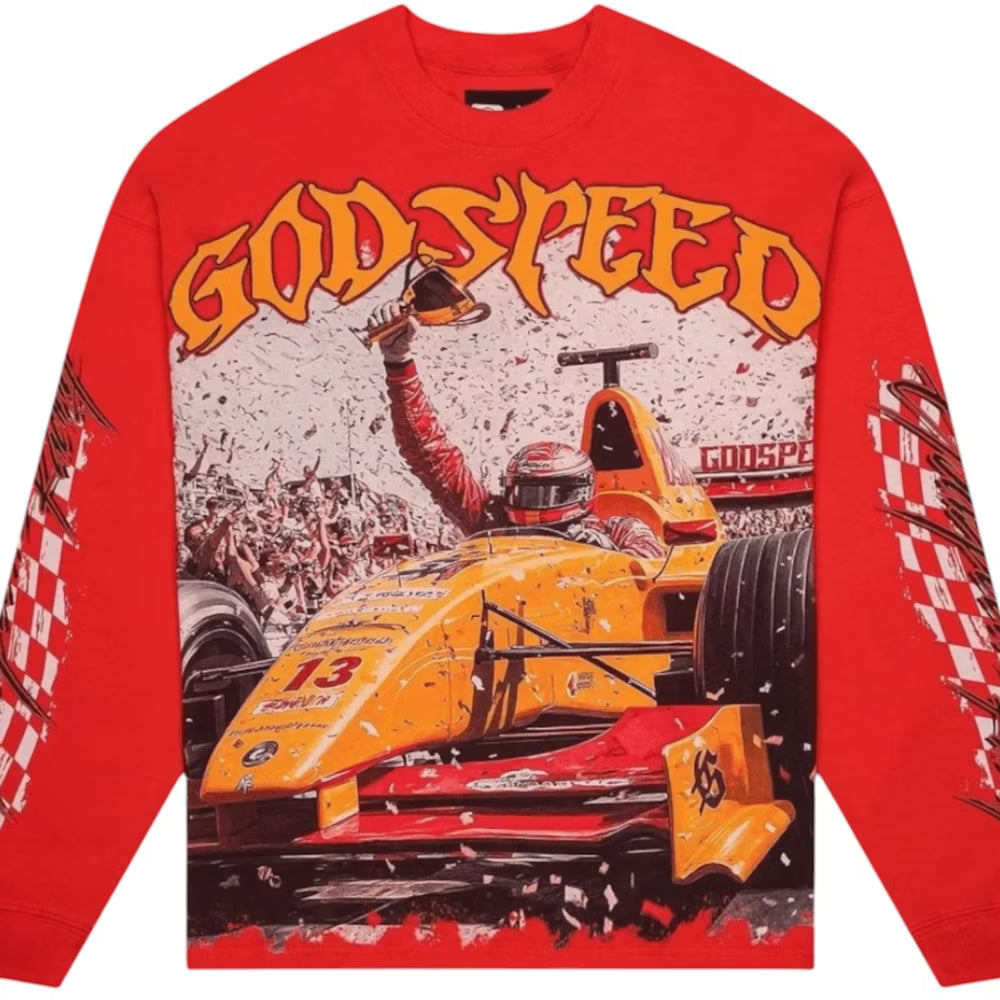 God Speed Long Sleeve F1 Finish Line Red