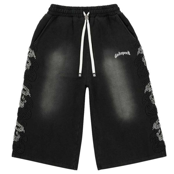 God Speed 3QTR Noir Studded Shorts Black