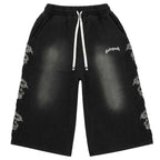 God Speed 3QTR Noir Studded Shorts Black