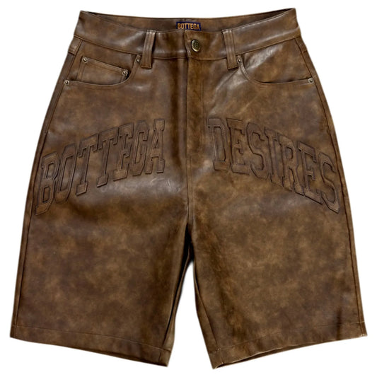 Bottega Desires Leather Shorts Brown
