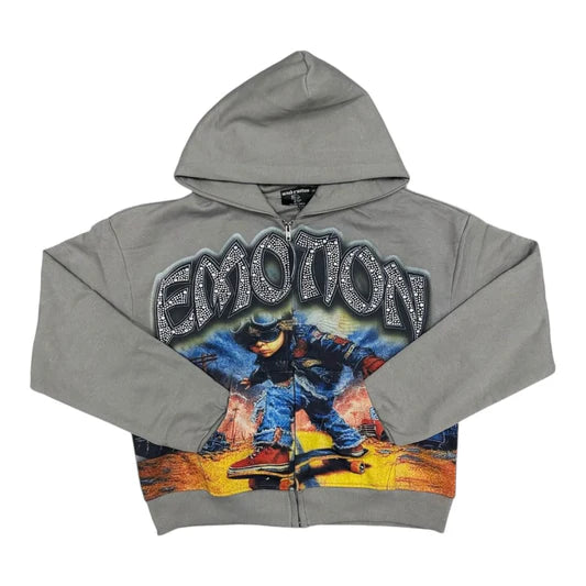 Mixed Emotions Skater Zip Up Grey