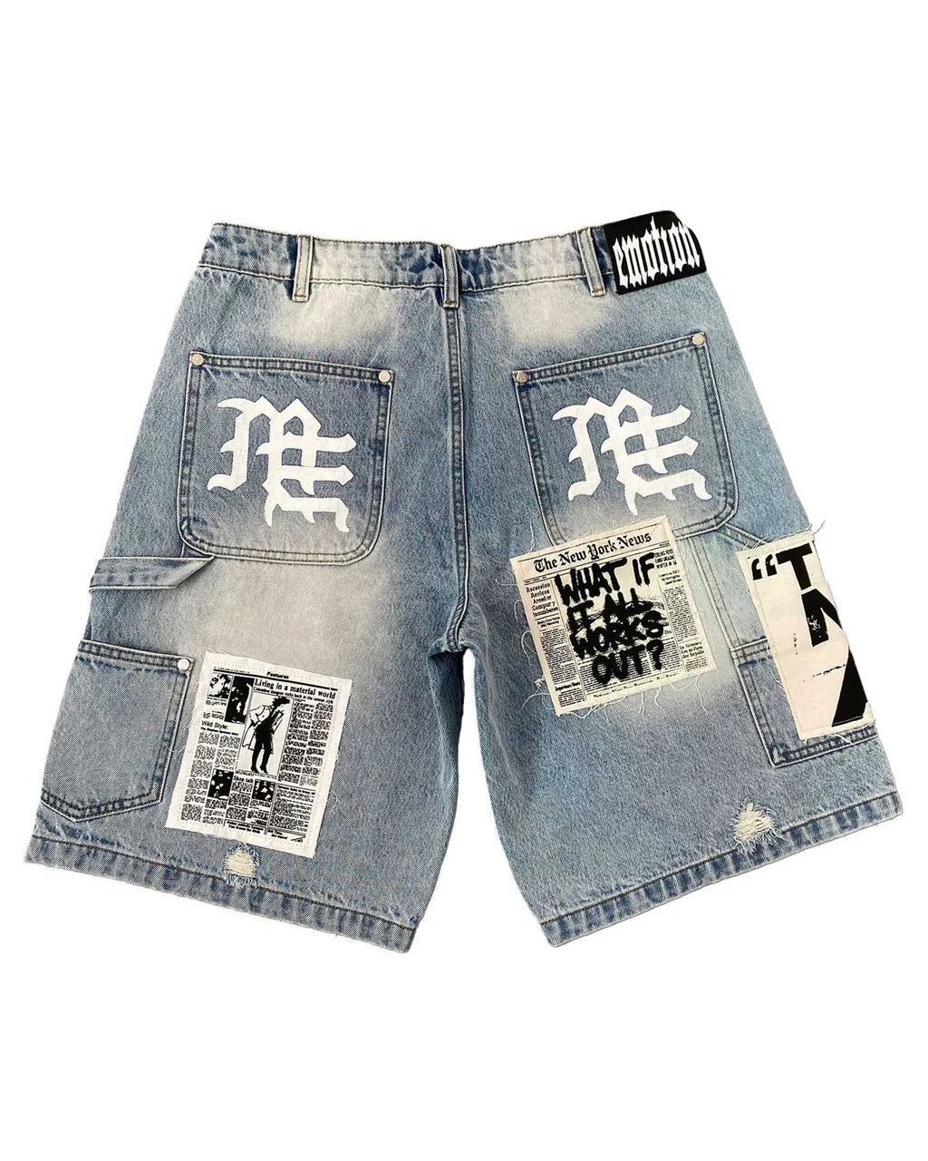 Mixed Emotions Blue AI Jorts
