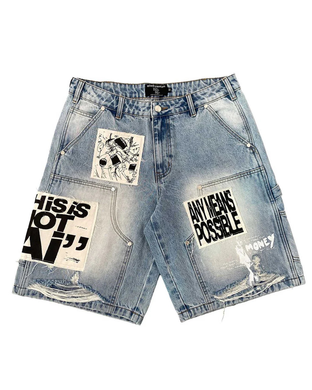 Mixed Emotions Blue AI Jorts