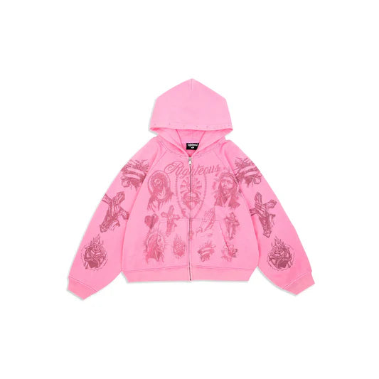 Righteous Tatted Zip Up Pink