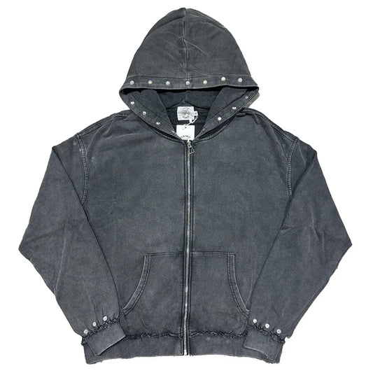 Saint Vanity Terry Zip Up Washed Black SALE