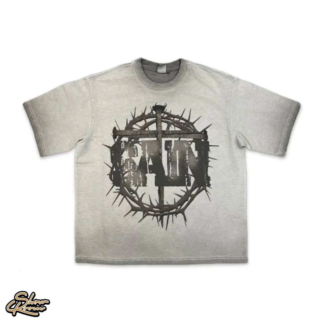 Saint Vanity Cross Tee Light Grey