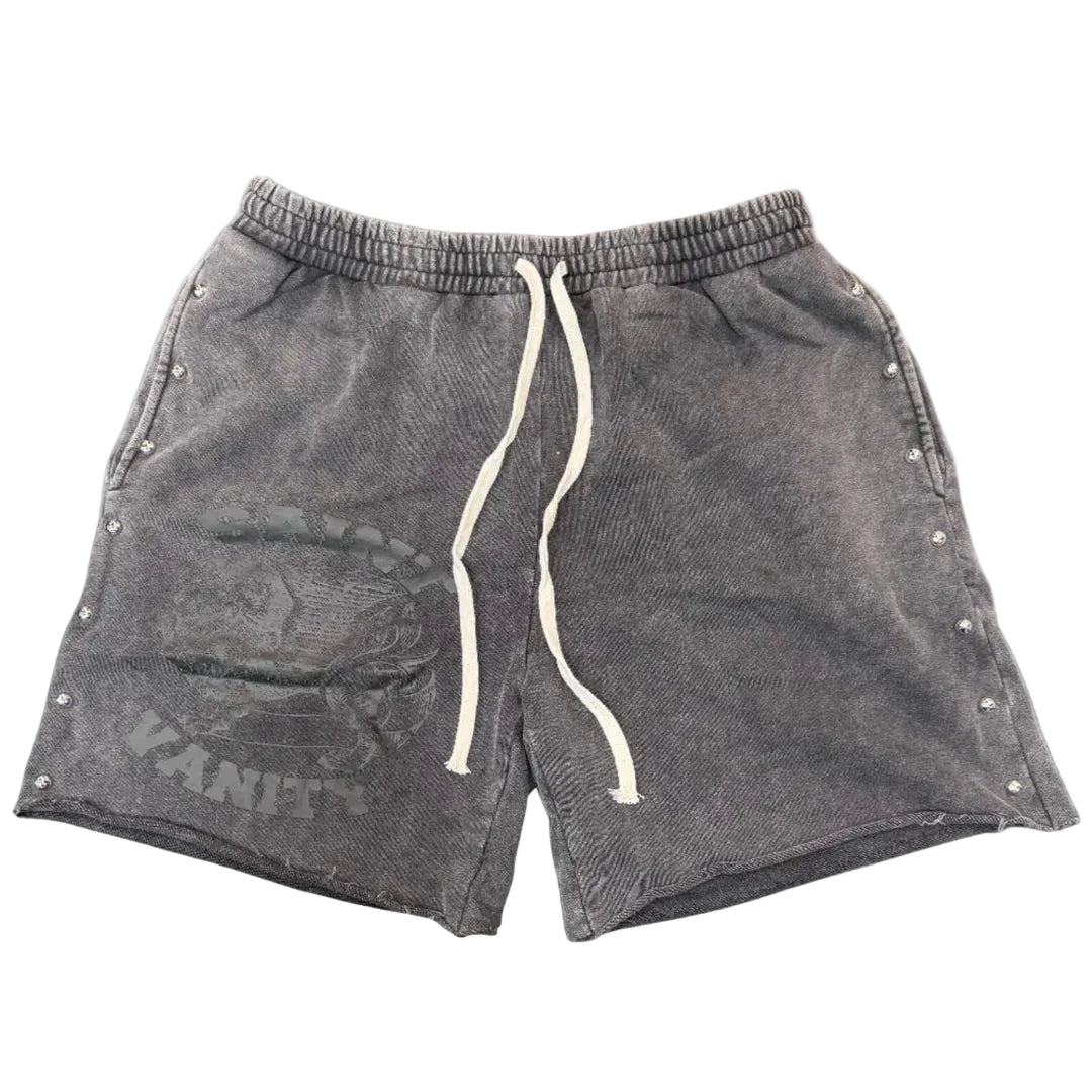 Saint Vanity Studded Shorts Dark Grey