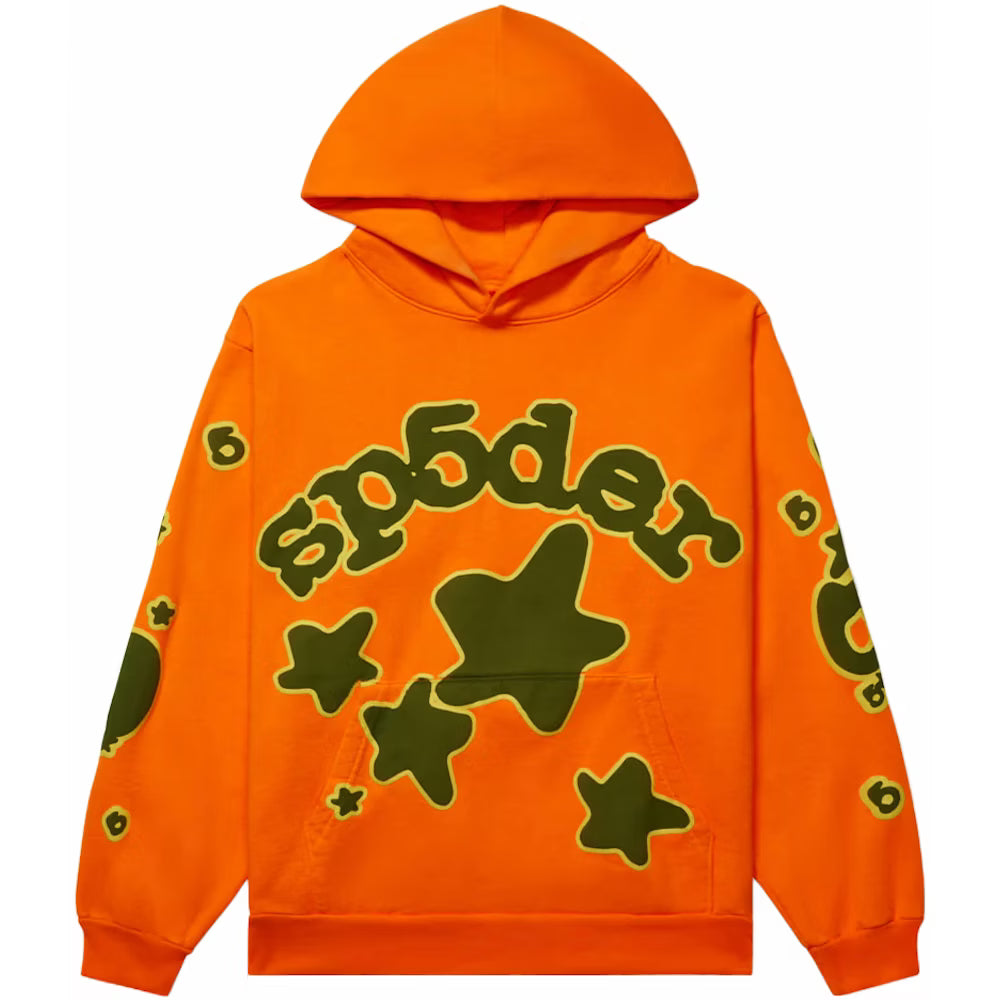 Sp5der Hoodie Beluga Orange/Green