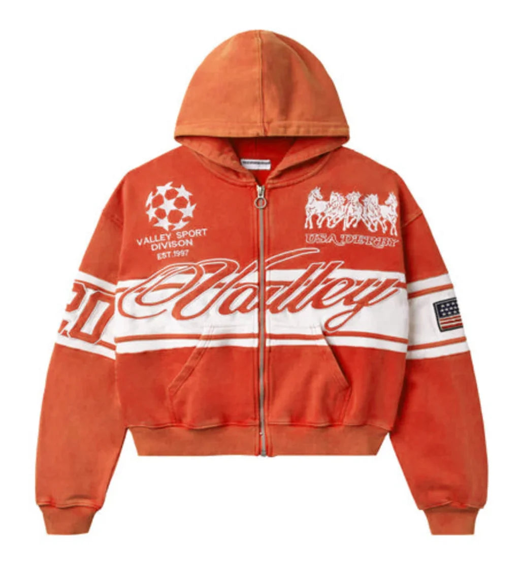 Vale Zip Up Hoodie USA Derby Red