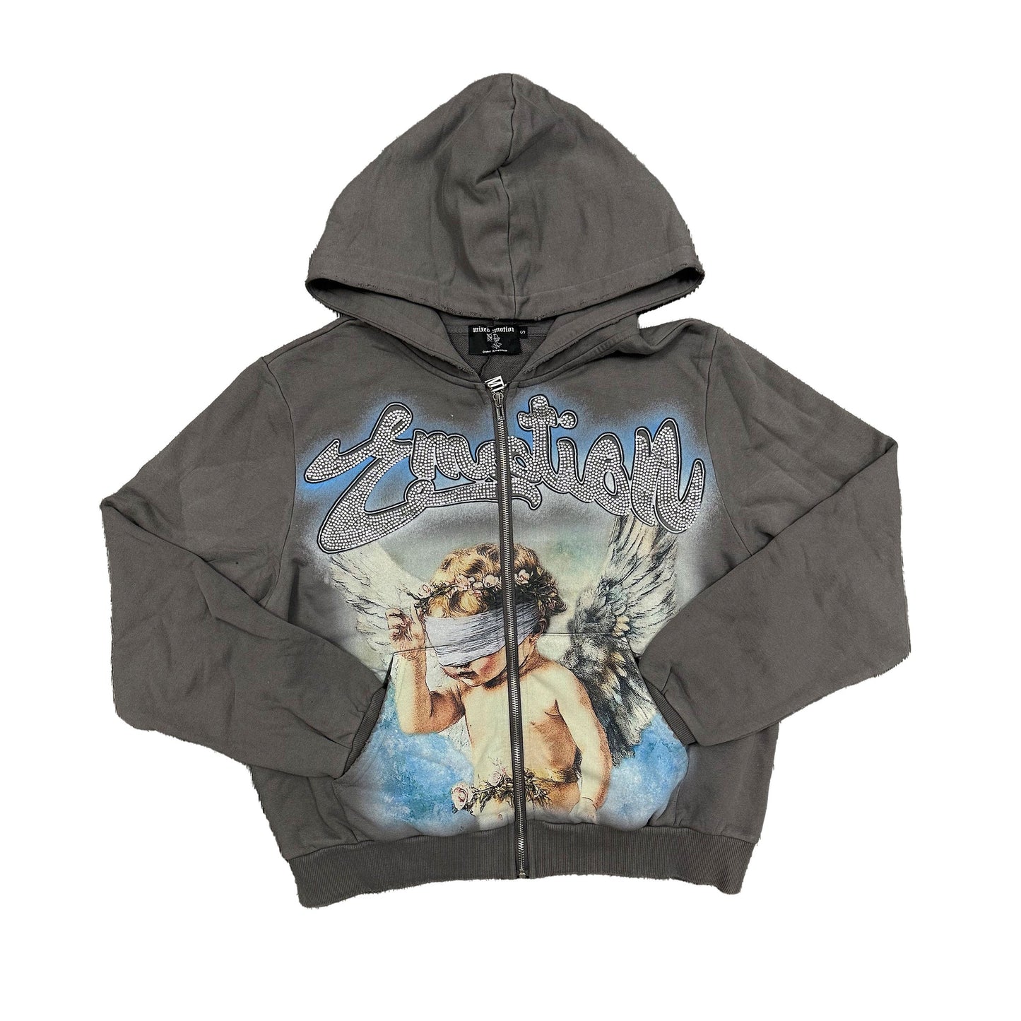 Mixed Emotions Blinded Zip Up Grey