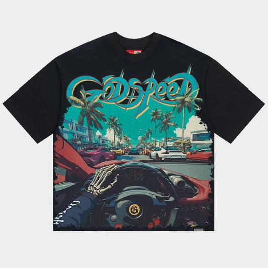 God Speed Tee Power Steering Black