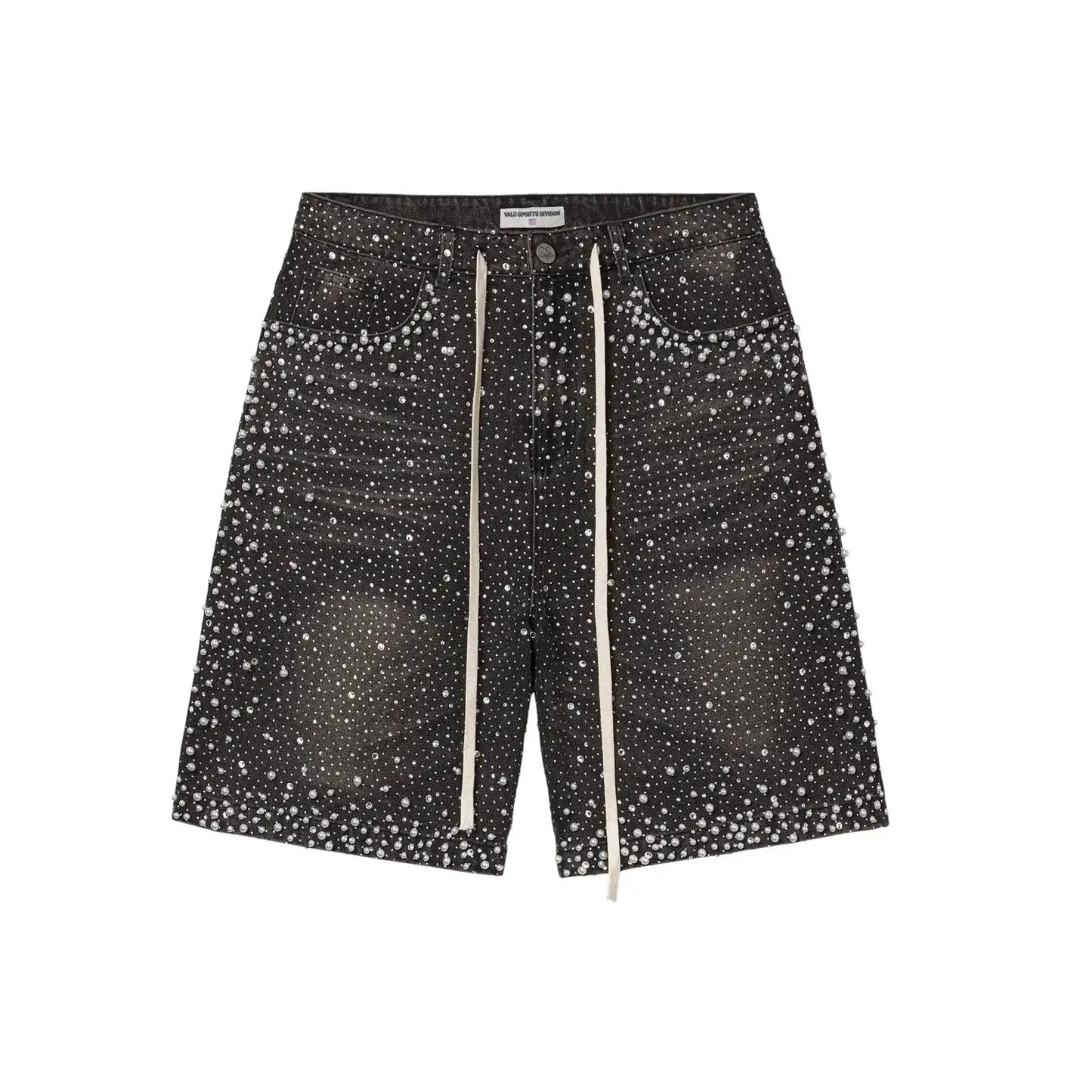 Vale Rhinestone Jorts Washed Black