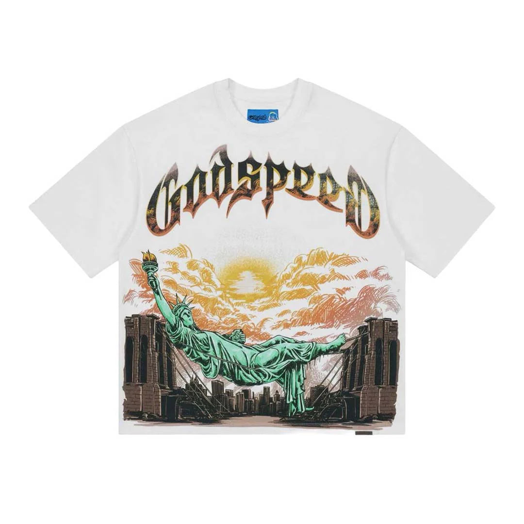 God Speed Tee Burnt Bridges White