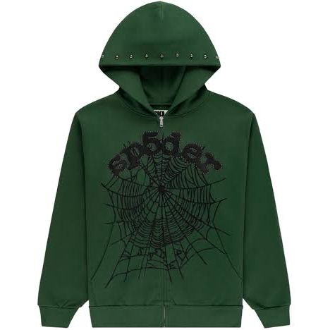Sp5der Zip Up OG Web Studded Green