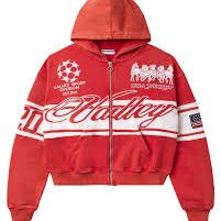 Vale Zip Up Hoodie USA Derby Red