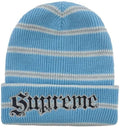 Supreme Metallic Stripe Beanie Light Blue