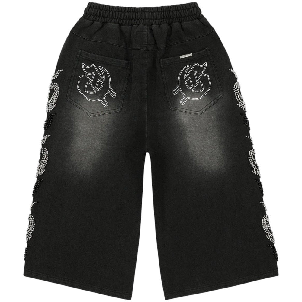 God Speed 3QTR Noir Studded Shorts Black